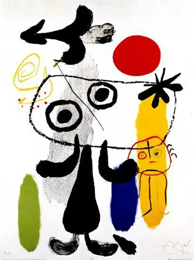 Figur Gegen Rote Sonne II Joan Miro